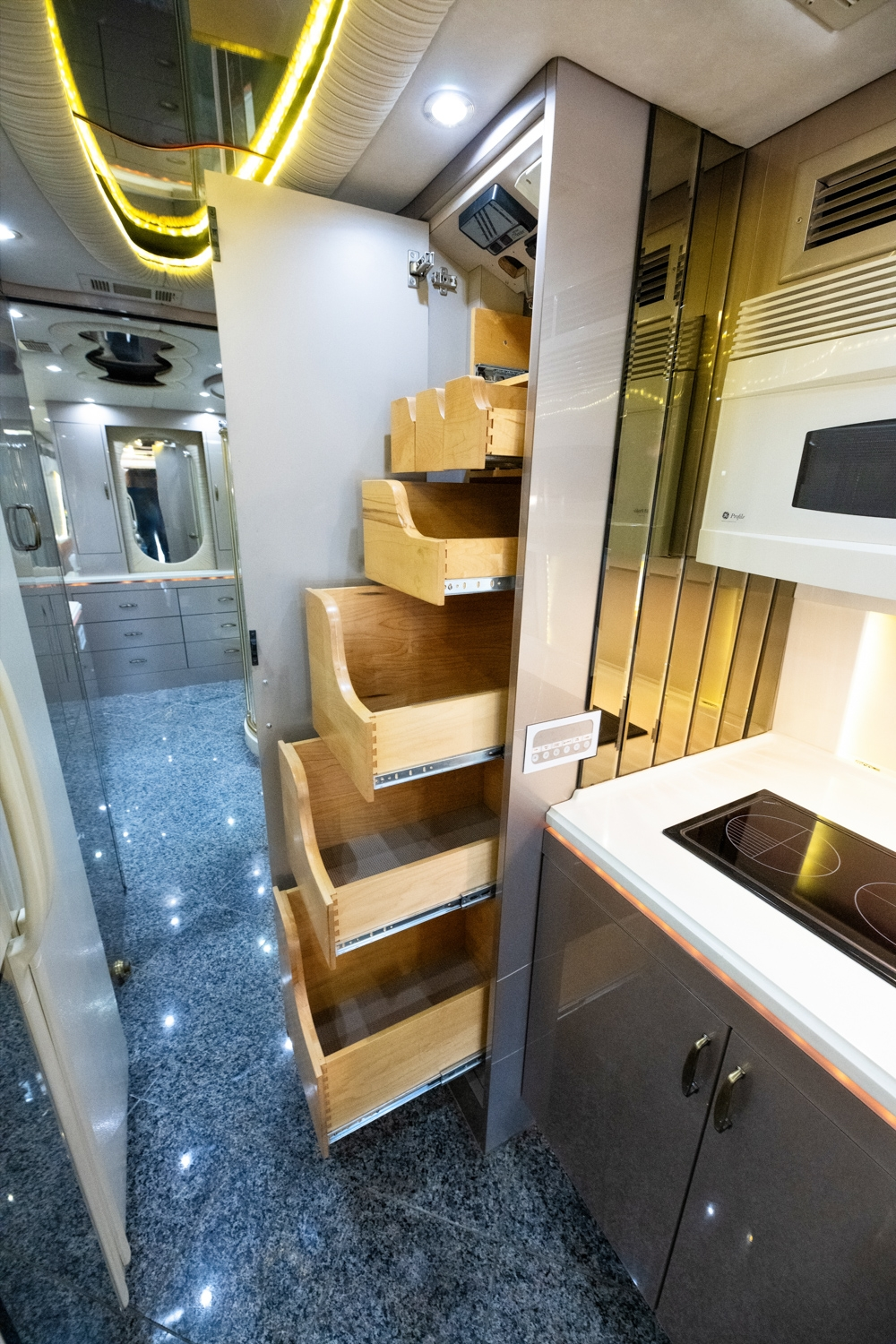 Storage in a 2000 Prevost H345 Motorhome