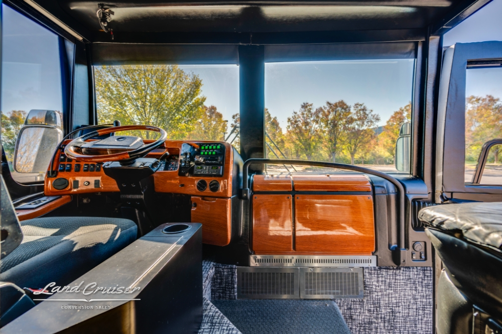 Driver area of a Prevost Entertainer Bus