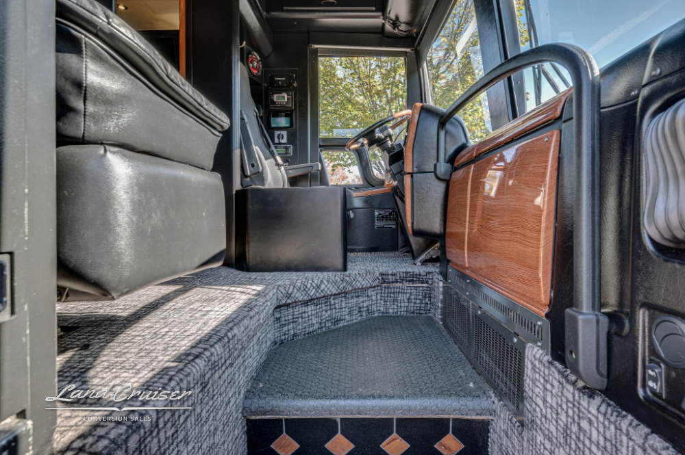 Entryway into 2006 Prevost XLII entertainer bus, designed for comfort.