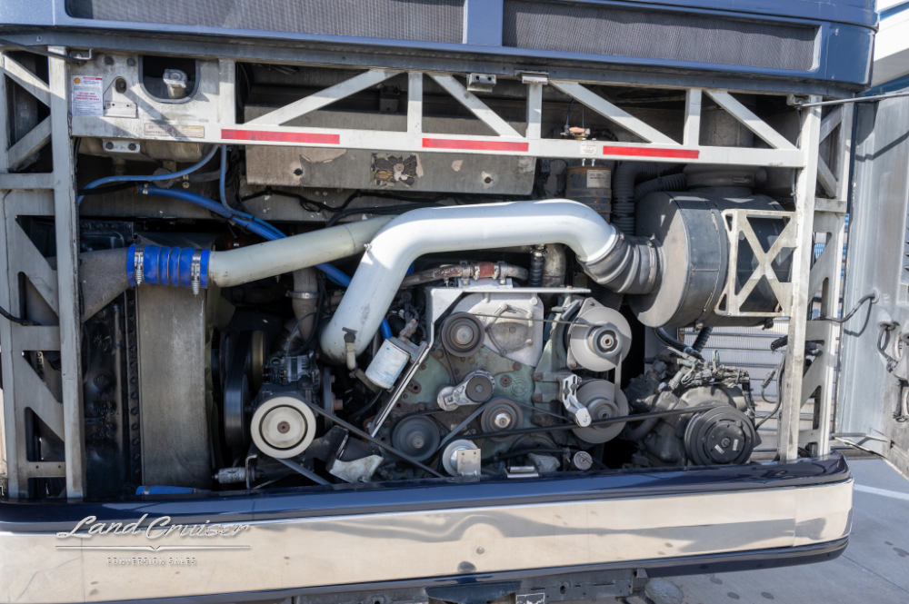 View of a Detroit 60 Series engine inside a prevost XLII bus