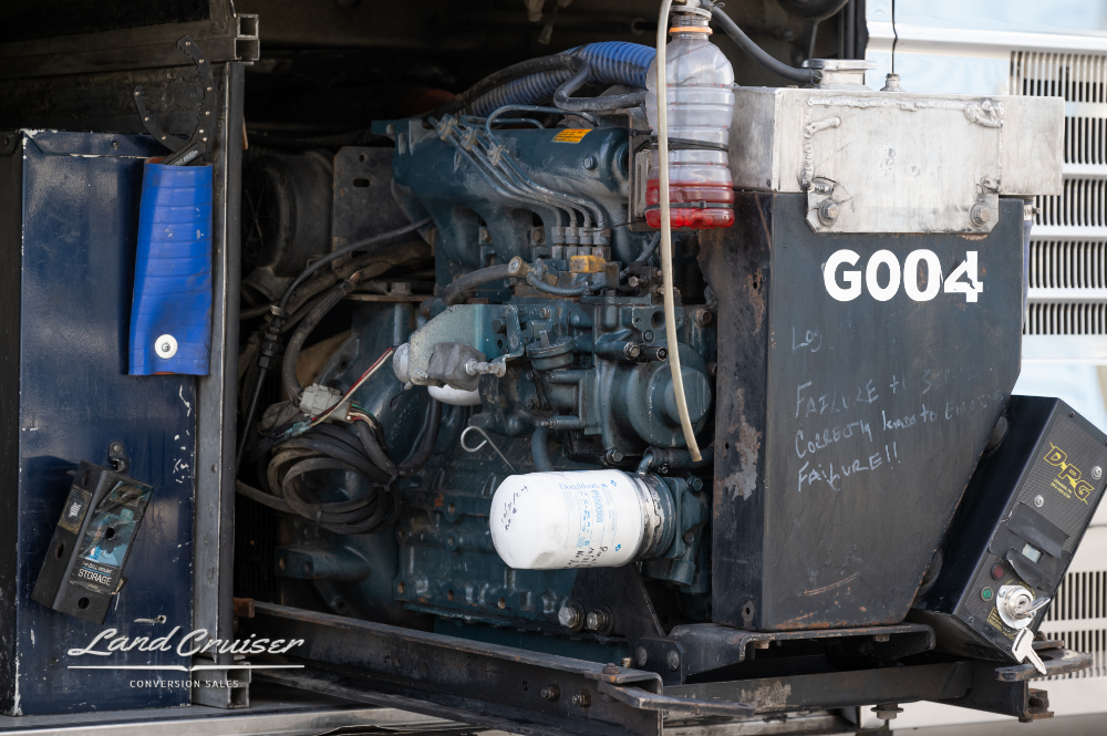 View of a Detroit 60 Series engine inside a Prevost Entertainer Coach