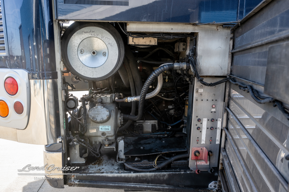 View of engine compartment inside a 12 Bunk Entertainer Bus