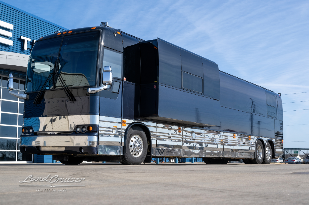 View of a slide out on a Prevost for Sale