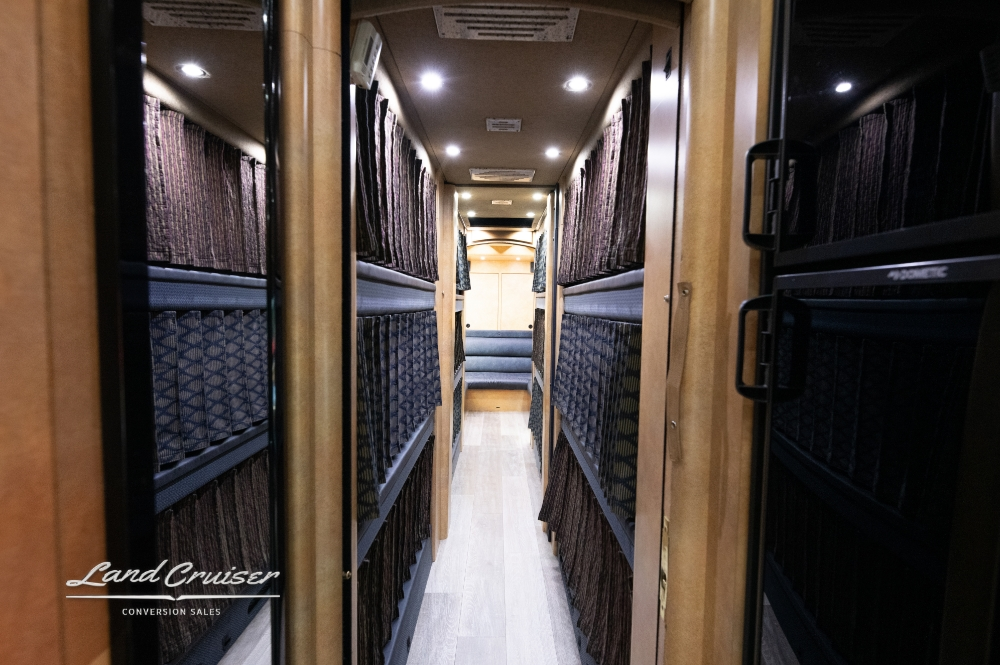A view of the 12 bunks inside this custom coach