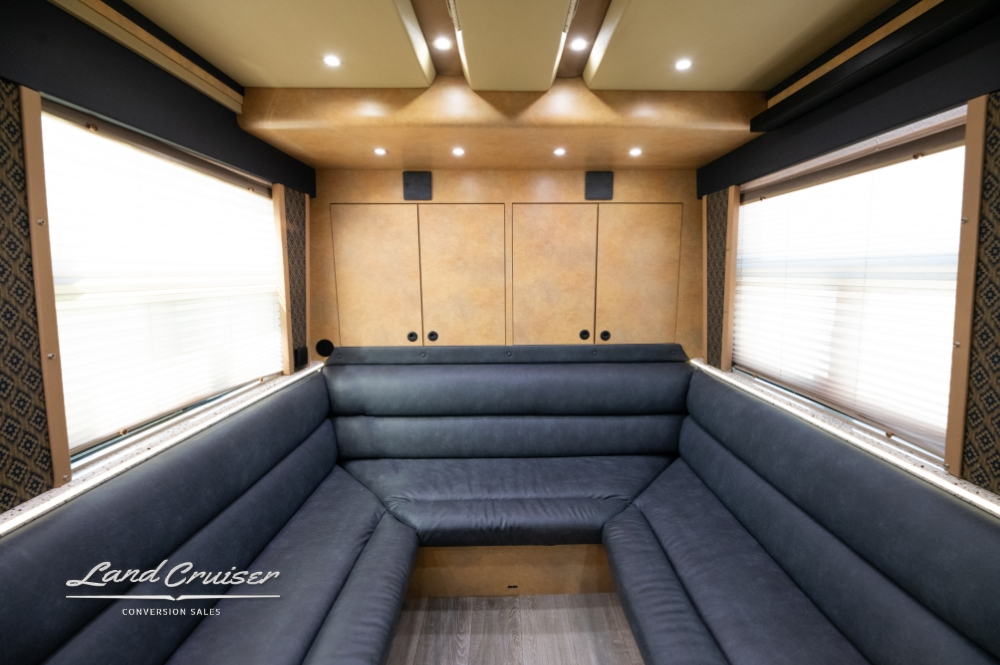 View of seating lounge area inside this Ditto 2007 Prevost XLII bus