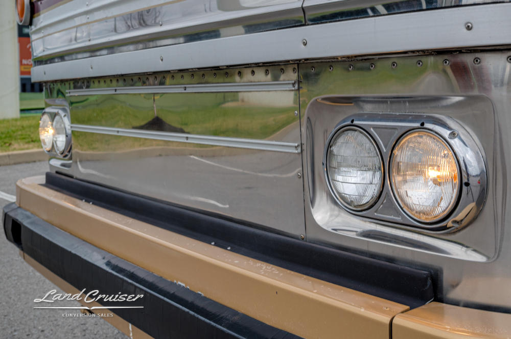 Close up view of MCI bus lights