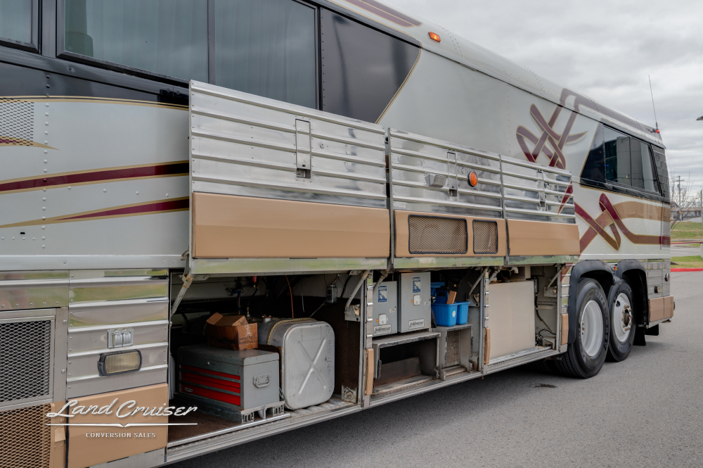Compartments open on a motorcoach