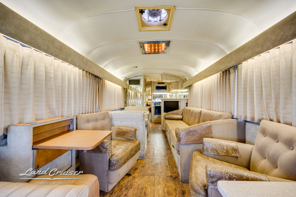 Another view of the seating area inside a beautiful motorcoach
