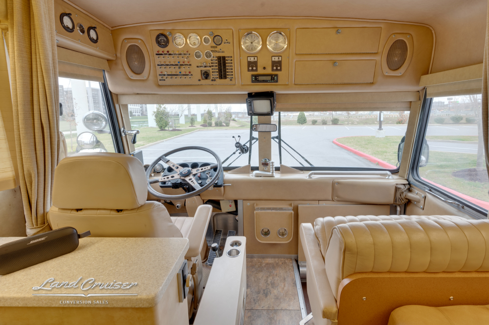 View out of front windshield on a MCI 8 Custom Coach showing how big the windows are