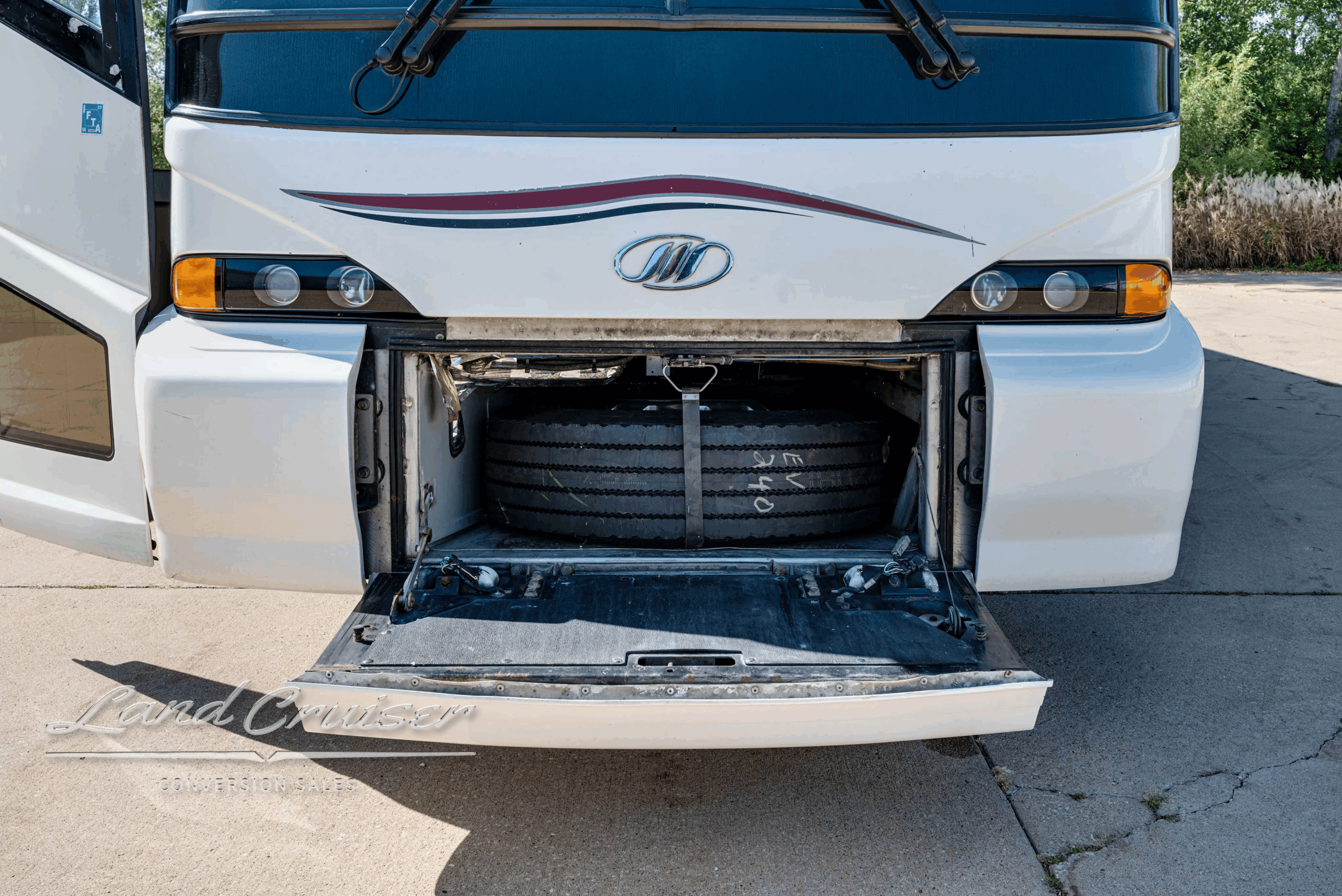 Front access door open to cooling/HVAC module.