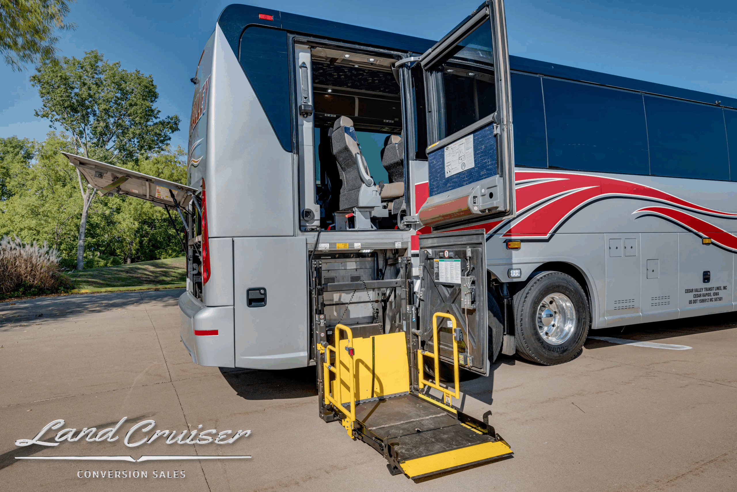 Braun wheelchair lift deployed at the entry door.