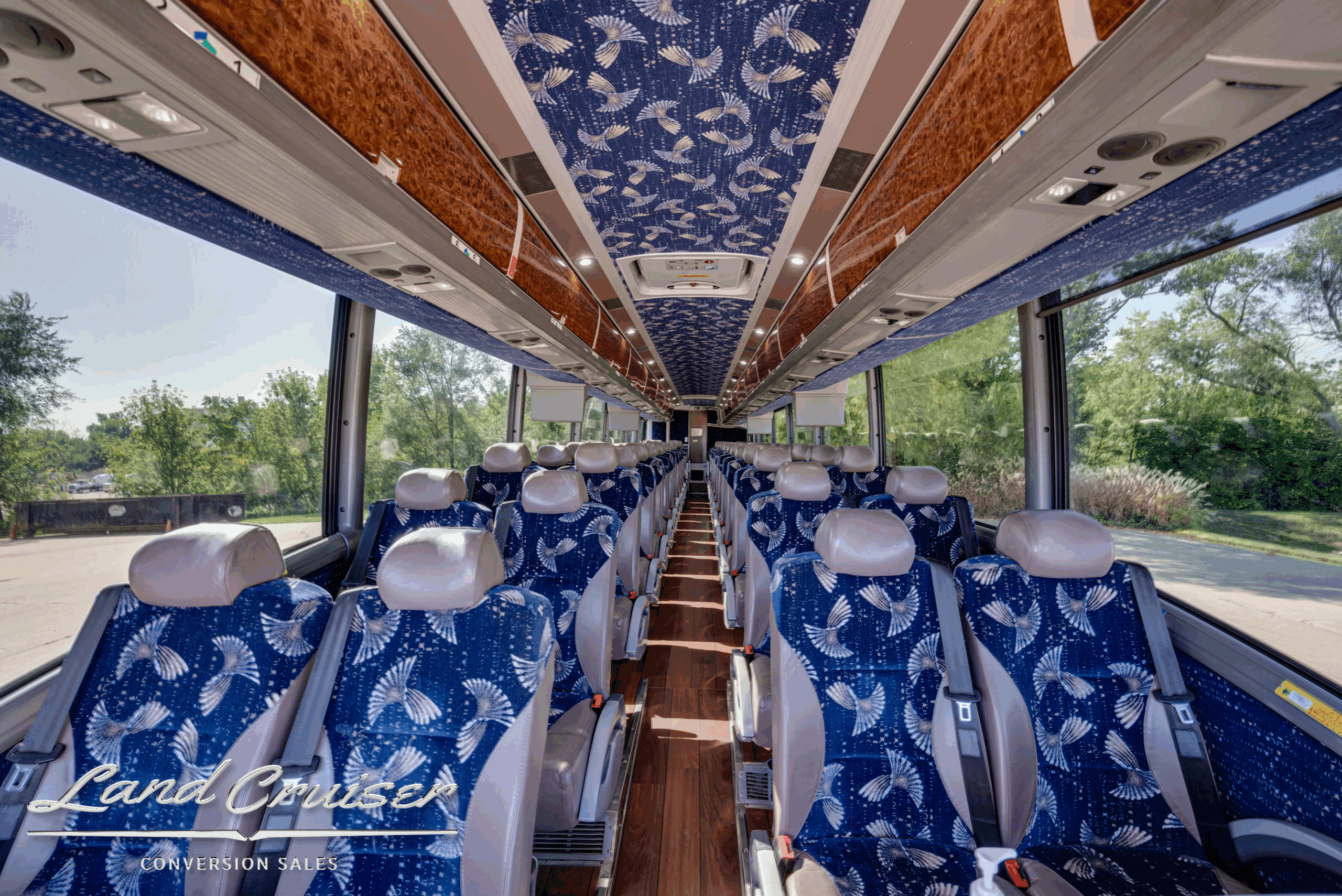 Center aisle looking forward—56-passenger seating.