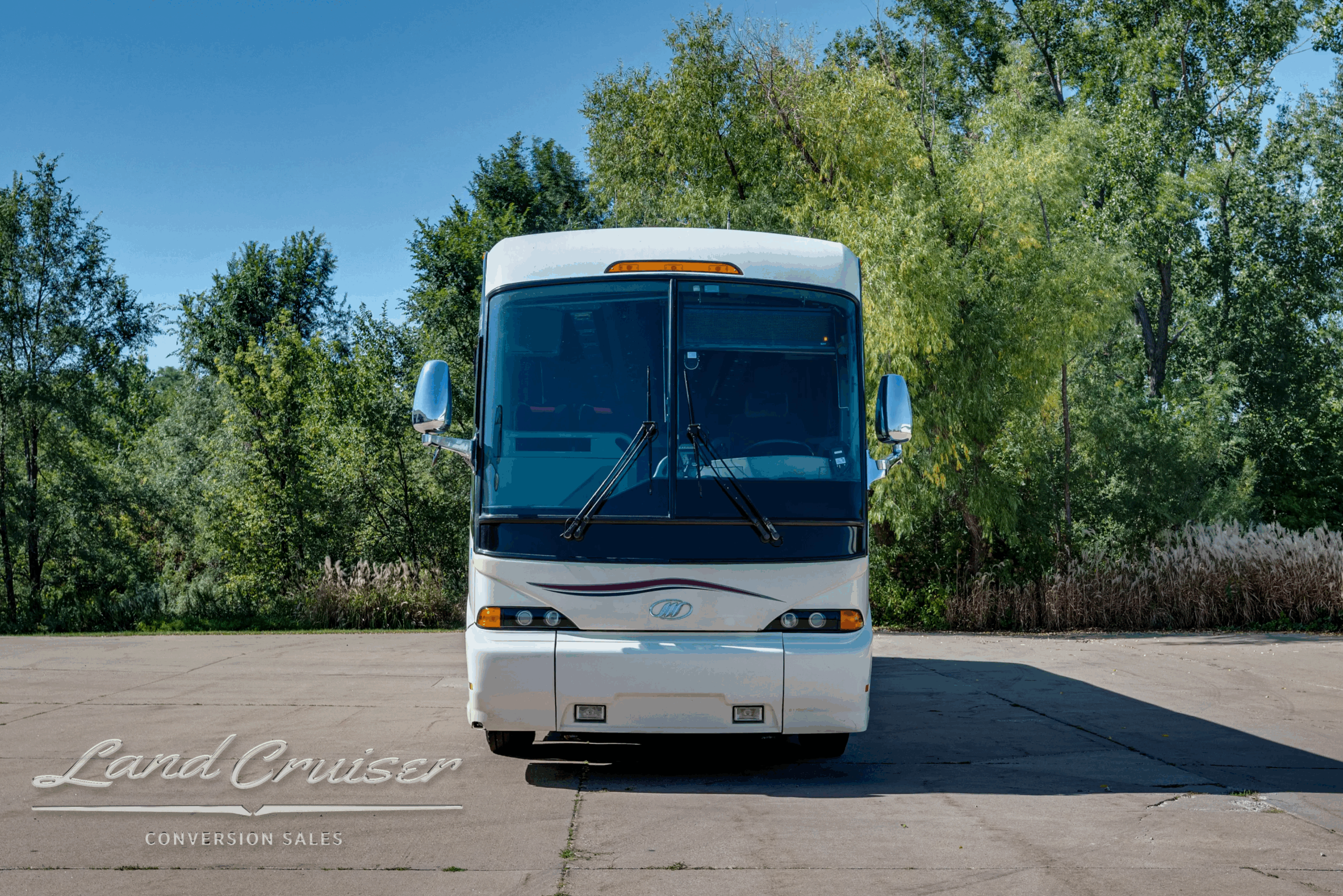 Head-on front view of the coach.