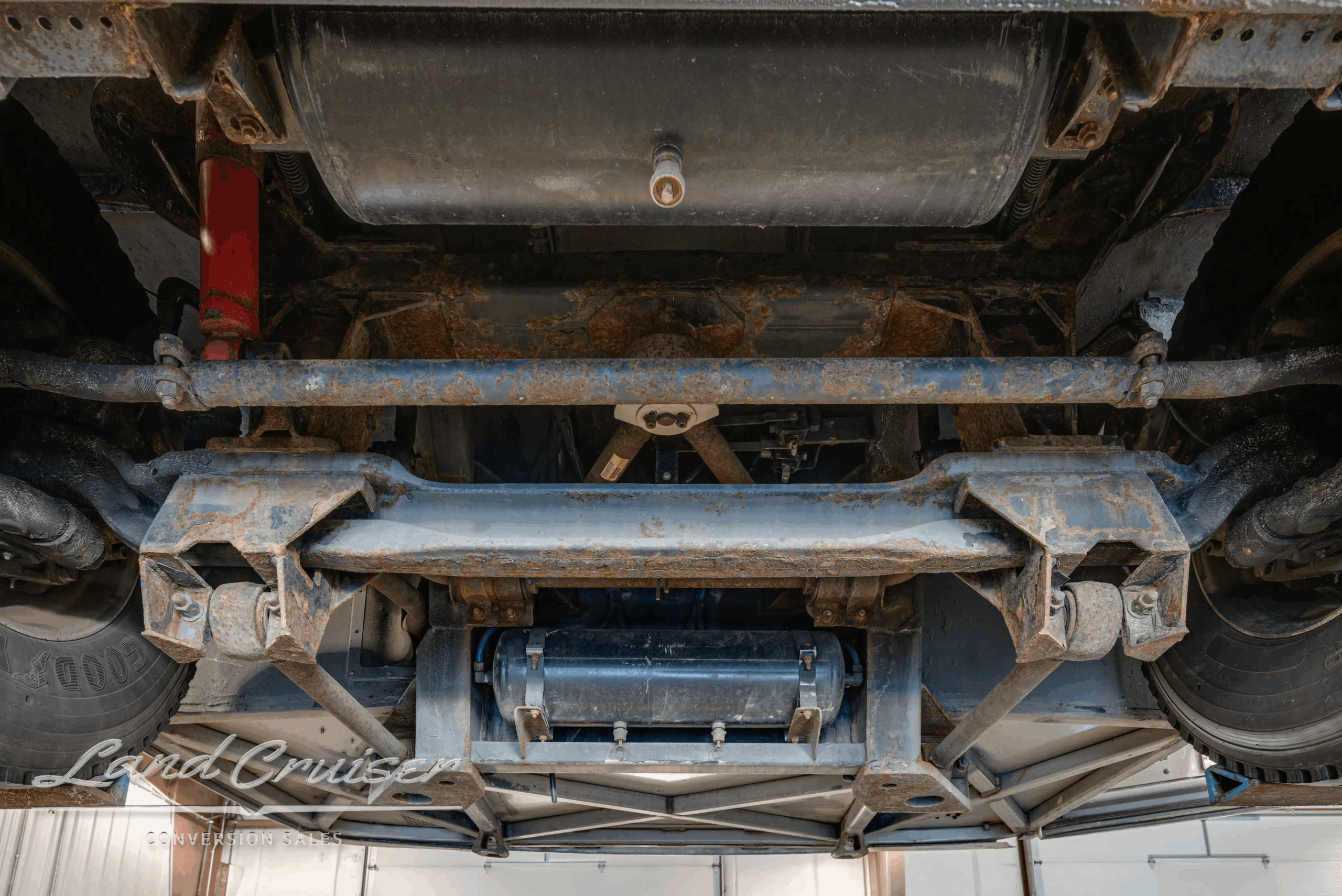 Chassis underbody with brake and driveline mounts.