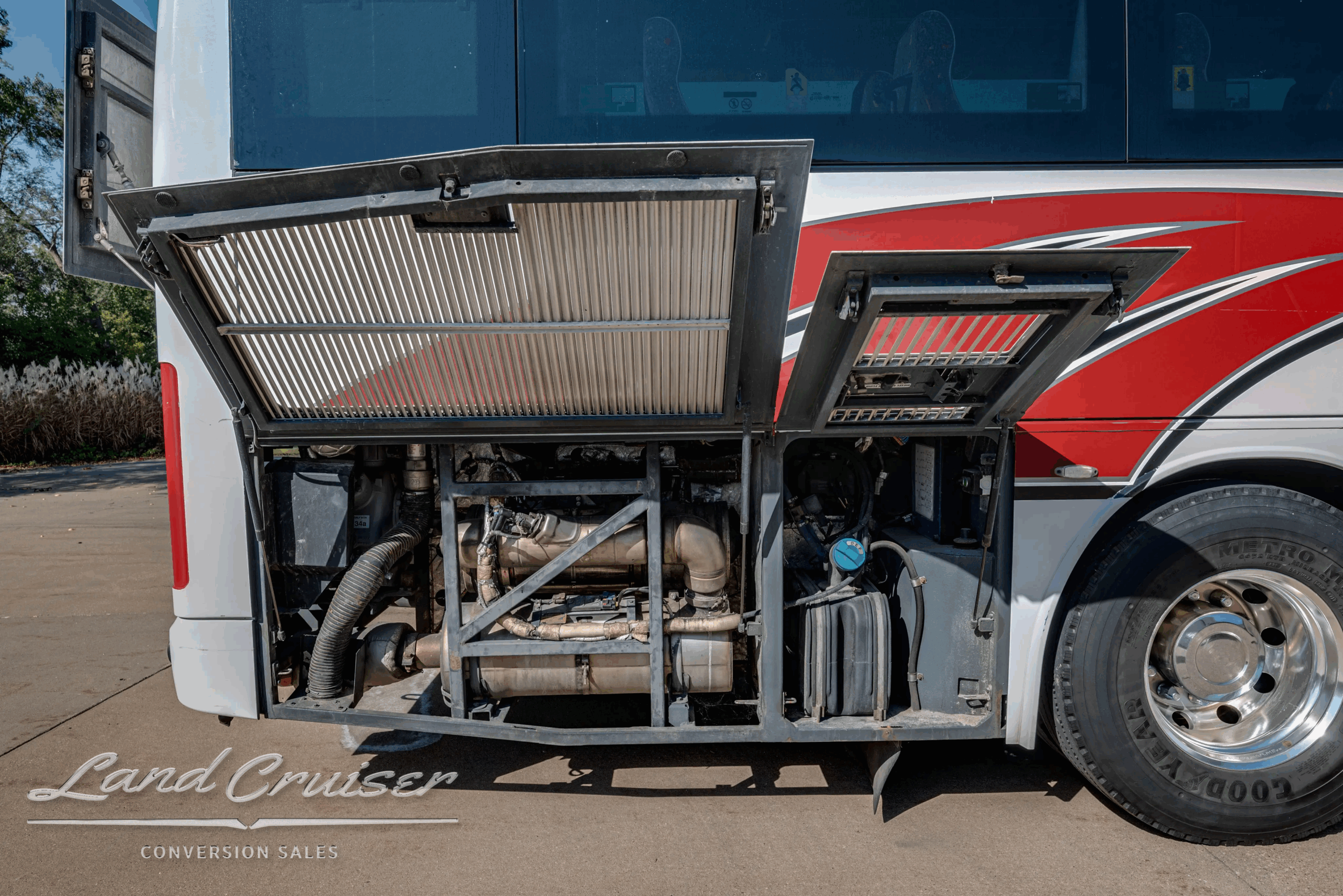 Utility/service bay with equipment and filters.