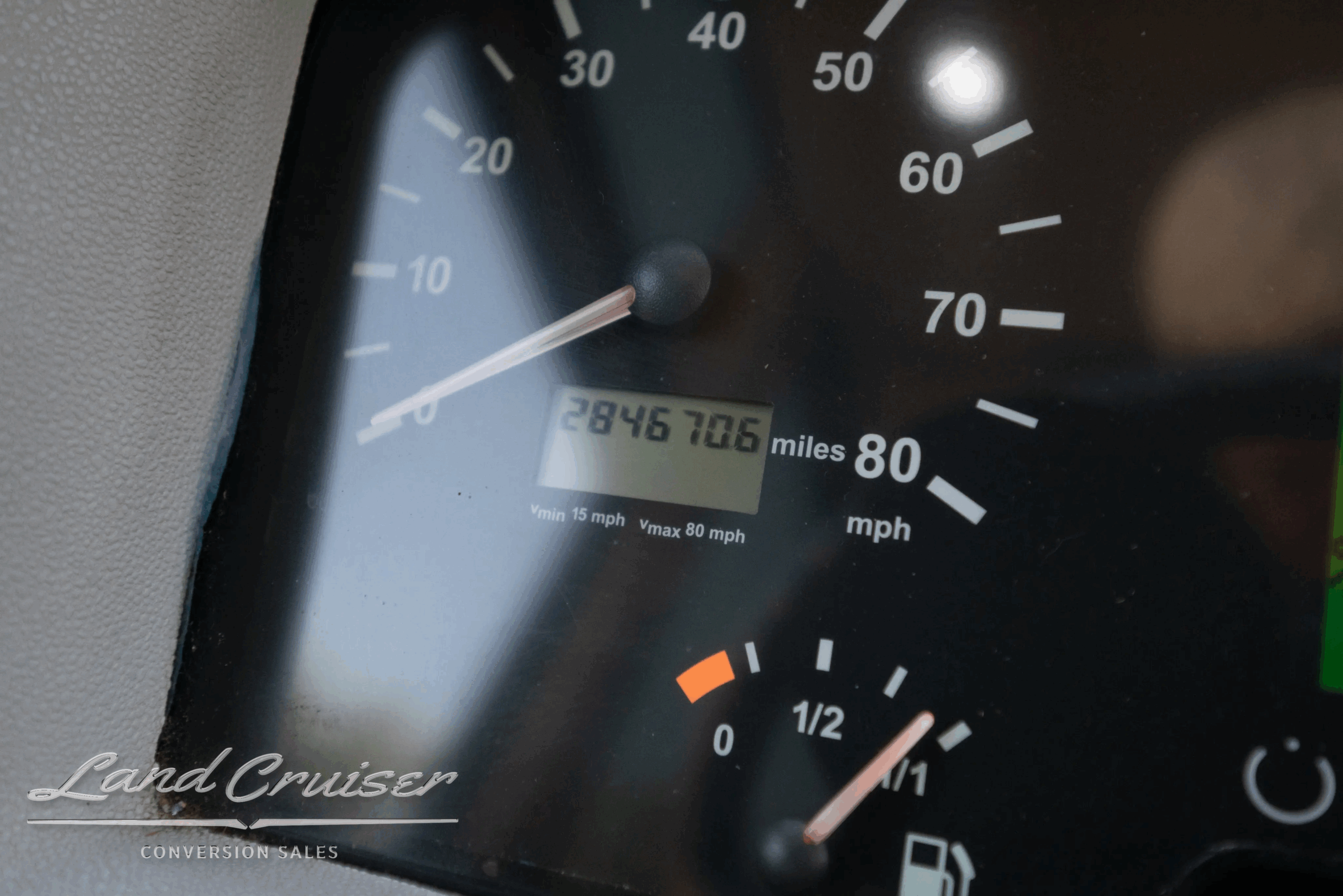 Instrument cluster close-up (speedometer and gauges).