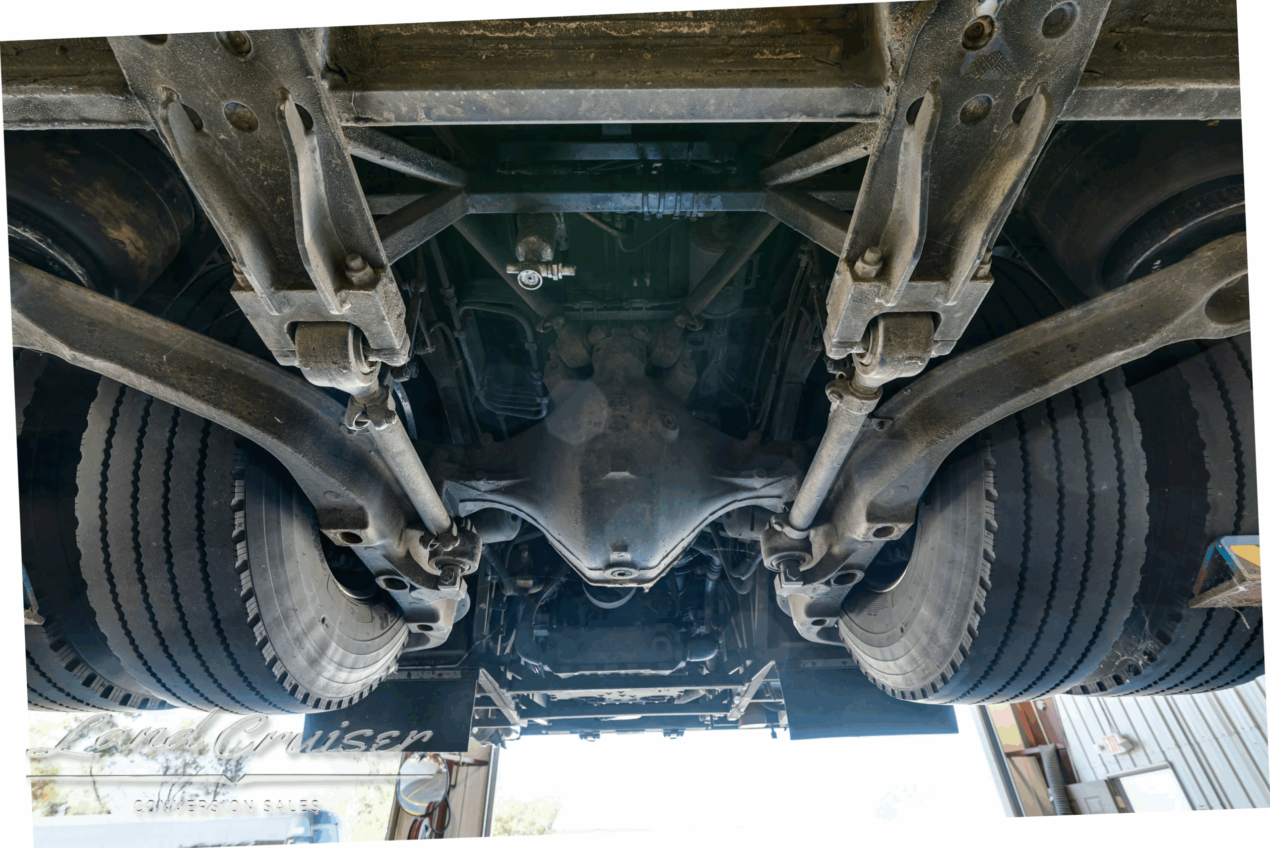 Rear axle differential and suspension arms.