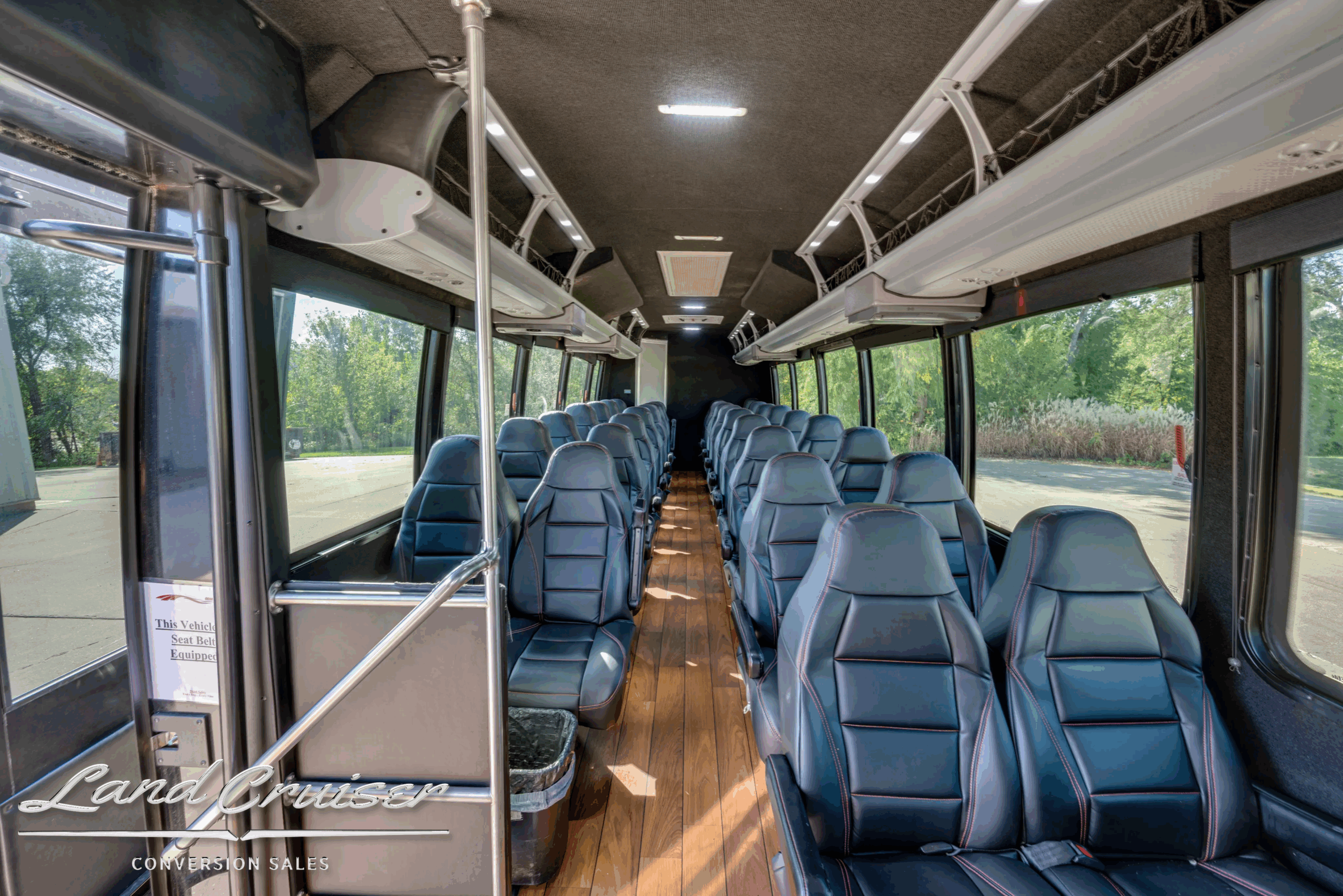 Interior entry stairs and handrails leading into the cabin.